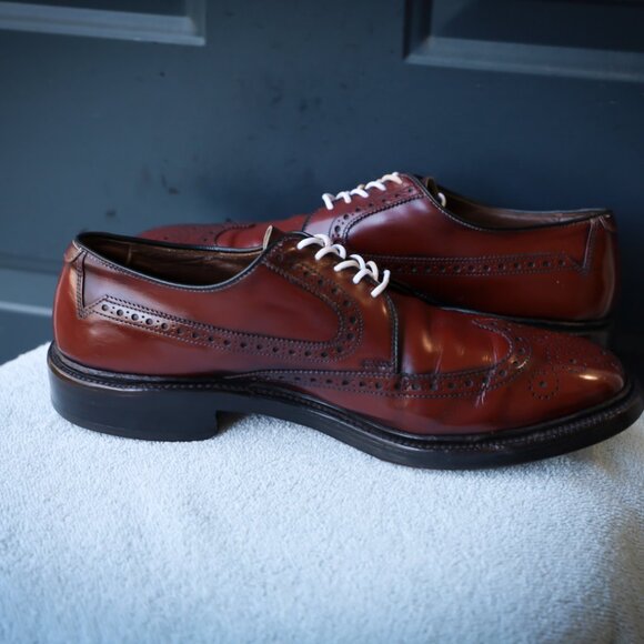 Allen Edmonds 9-D No-Model Mens Burgundy Wingtip Derby Dress Shoes - Picture 8 of 14